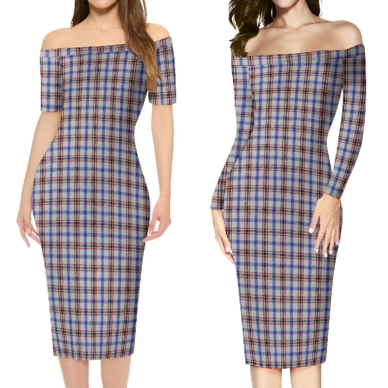 Boswell Tartan Off Shoulder Lady Dress Beaded unclassified dresses