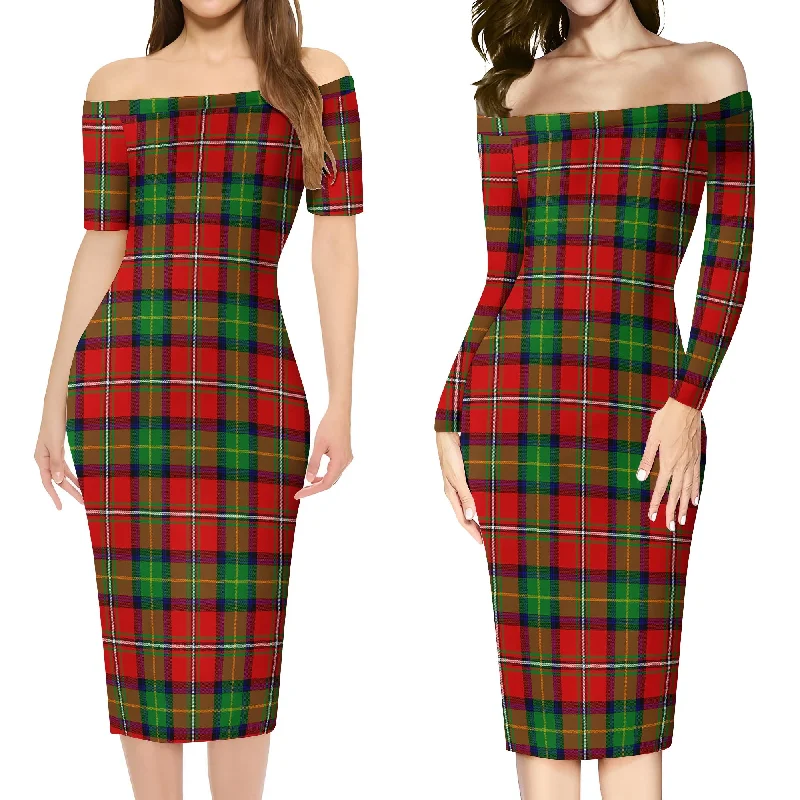 Boyd Tartan Off Shoulder Lady Dress Knitted unclassified dresses