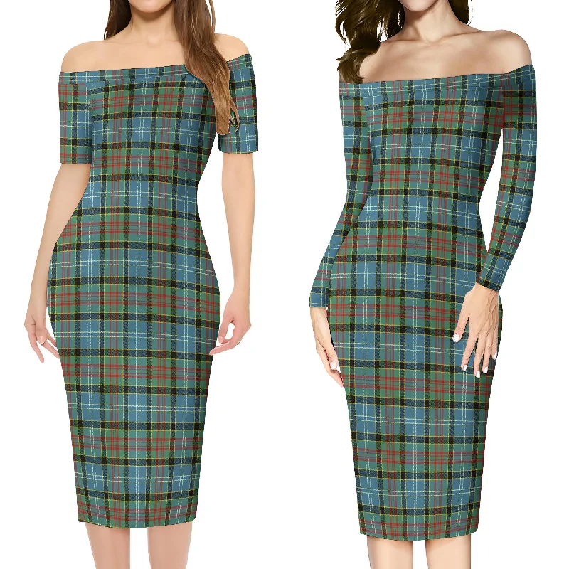 Brisbane Tartan Off Shoulder Lady Dress Bodycon unclassified dresses