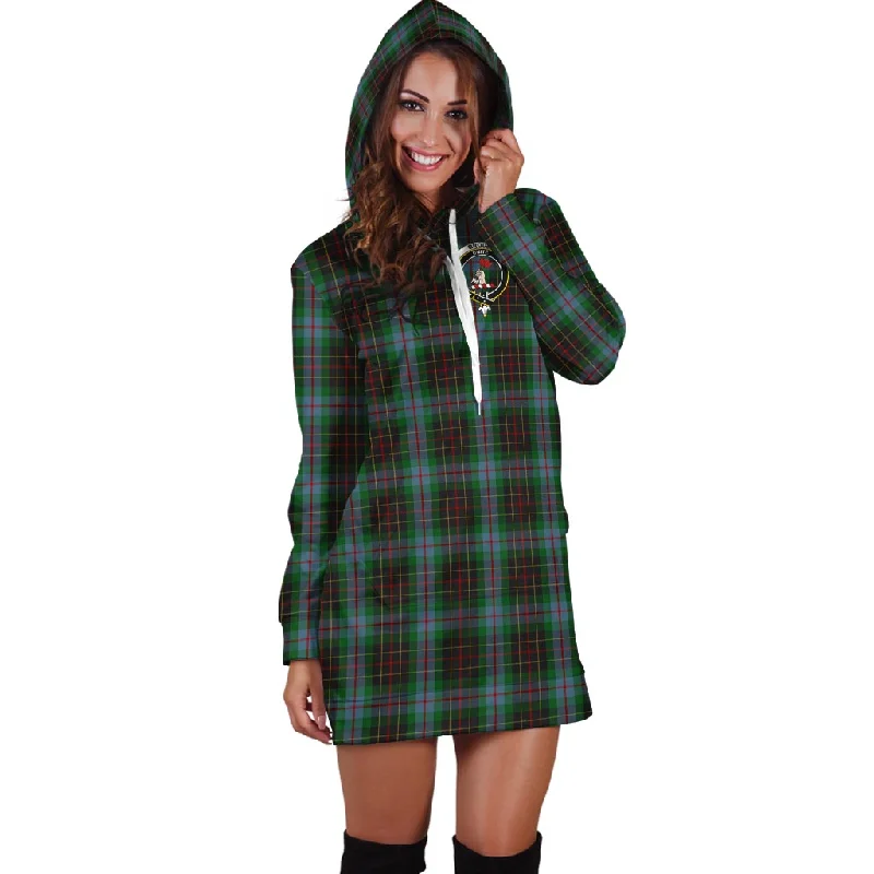 Brodie Hunting Tartan Hoodie Dress with Family Crest Chiffon unclassified dresses