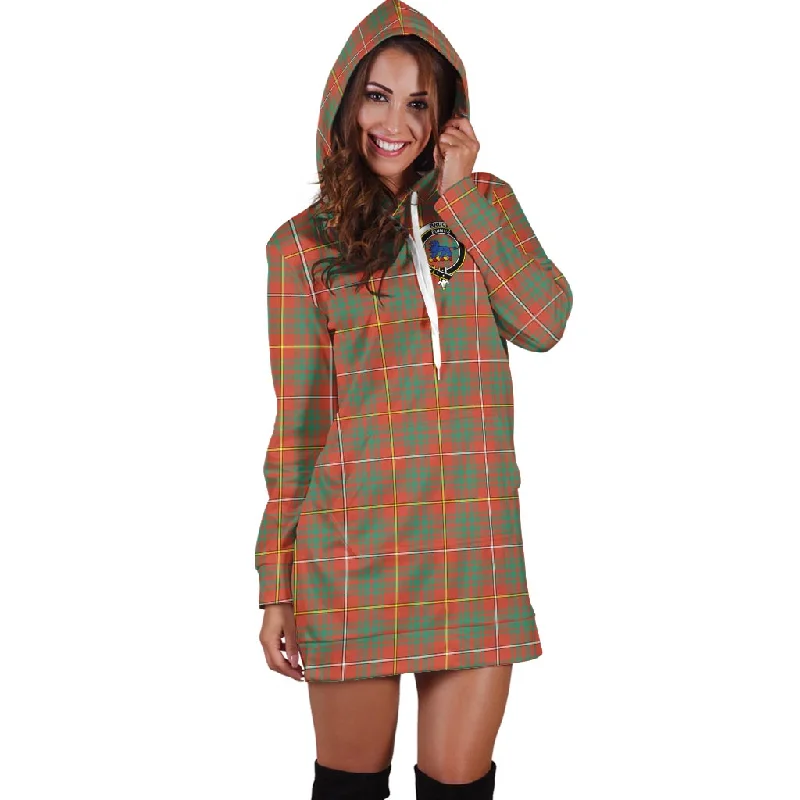 Bruce Ancient Tartan Hoodie Dress with Family Crest Corset unclassified dresses