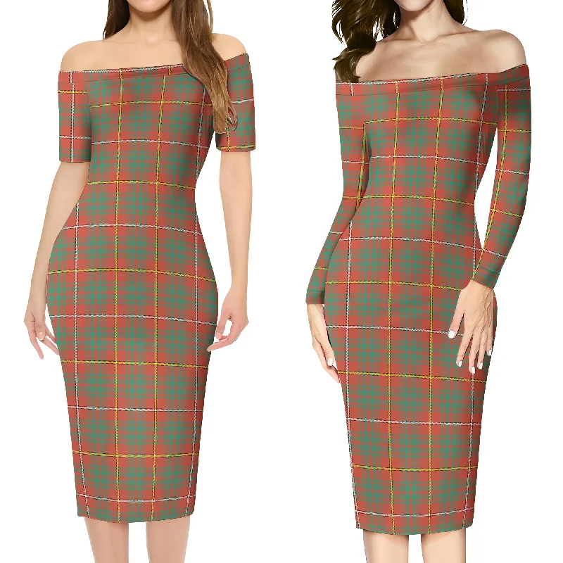 Bruce Ancient Tartan Off Shoulder Lady Dress High-low unclassified dresses