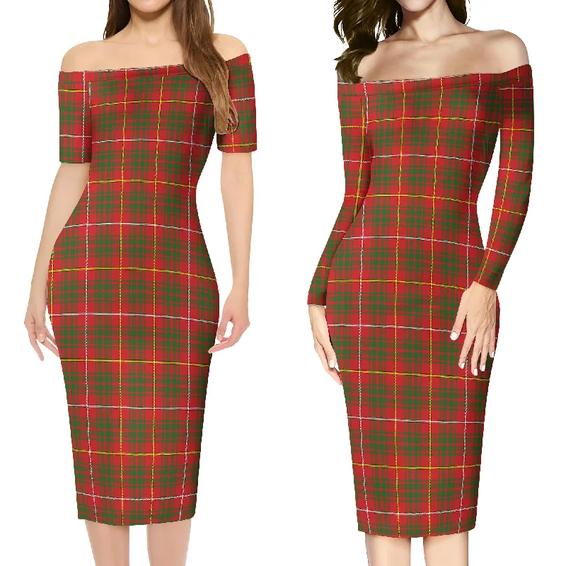 Bruce Modern Tartan Off Shoulder Lady Dress A-line unclassified dresses