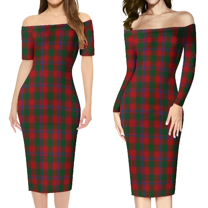 Bruce Old Tartan Off Shoulder Lady Dress Cotton unclassified dresses