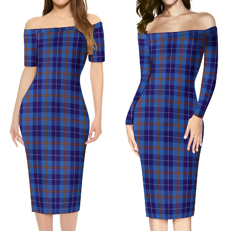 Bryson Tartan Off Shoulder Lady Dress Party unclassified dresses