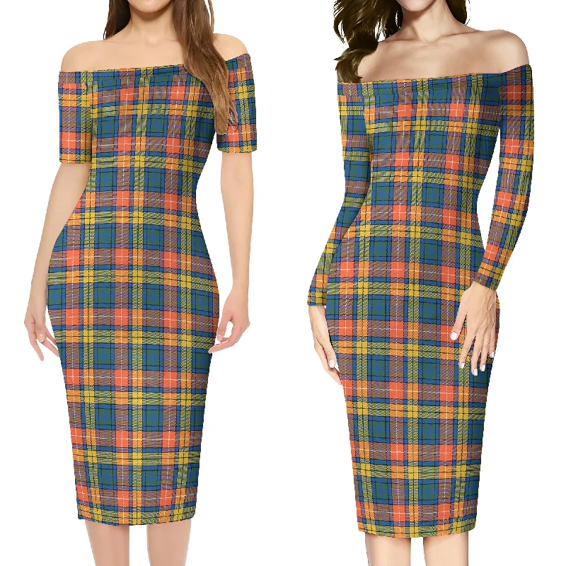Buchanan Ancient Tartan Off Shoulder Lady Dress Casual unclassified dresses