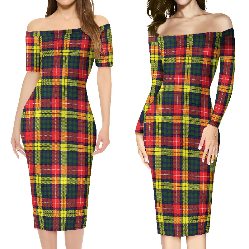 Buchanan Modern Tartan Off Shoulder Lady Dress Petite unclassified dresses