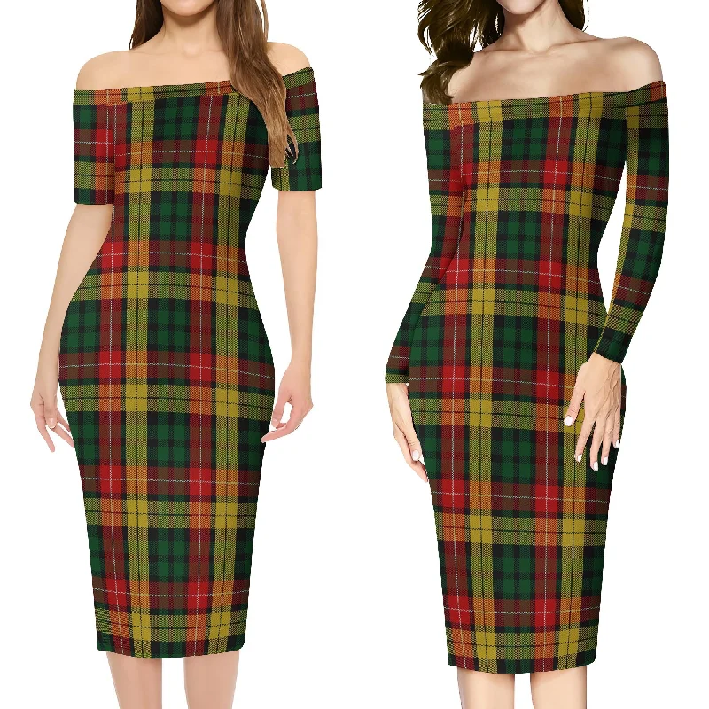 Buchanan Tartan Off Shoulder Lady Dress Affordable unclassified dresses