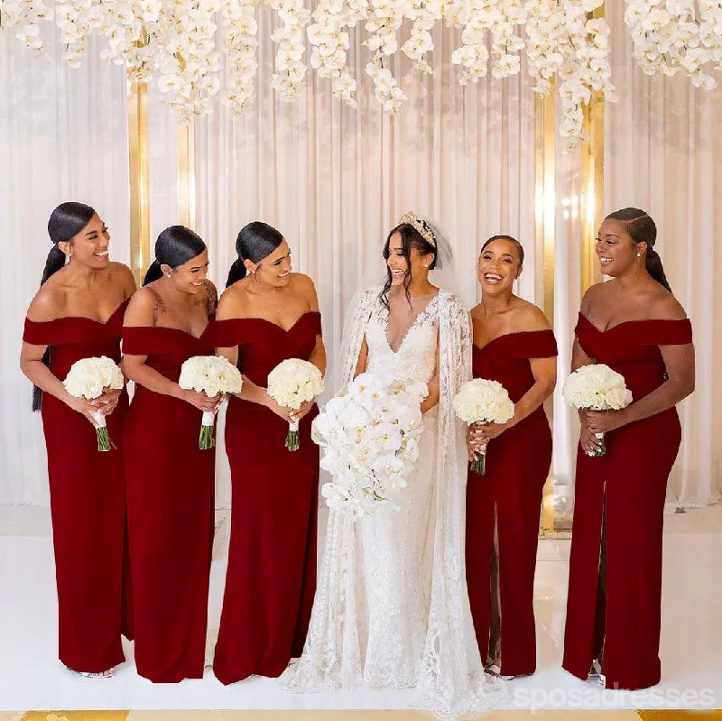Burgundy Mermaid Off the Shoulder High Slit V-neck Bridesmaid Dresses Gown, WG1031 Short unclassified dresses Burgundy Mermaid Off the Shoulder High Slit V-neck Bridesmaid Dresses Gown, WG1031 Short unclassified dresses