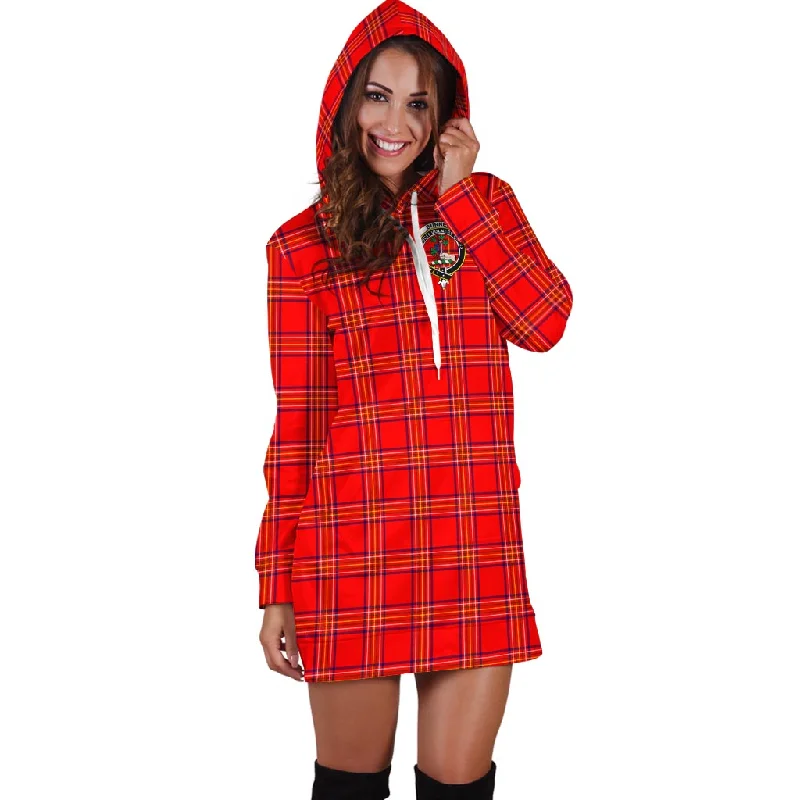 Burnett Modern Tartan Hoodie Dress with Family Crest Beaded unclassified dresses