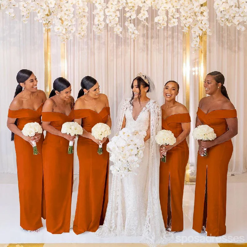 Burnt Orange Mermaid Off the Shoulder High Slit V-neck Bridesmaid Dresses Gown, WG1033 Fall unclassified dresses Burnt Orange Mermaid Off the Shoulder High Slit V-neck Bridesmaid Dresses Gown, WG1033 Fall unclassified dresses