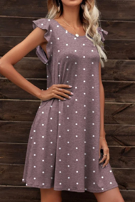 Butterfly Sleeve Round Neck Dress Tiered unclassified dresses