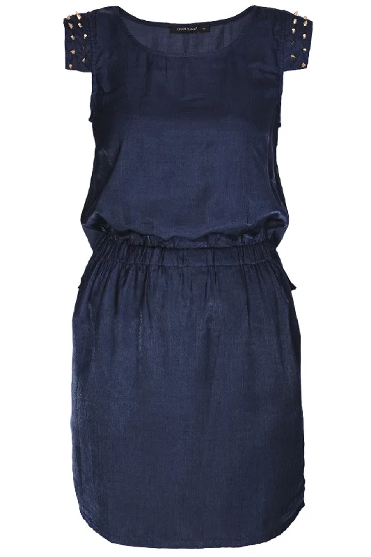 C BLOCK SURI Dark Blue Studded Knee Length Dress Affordable unclassified dresses