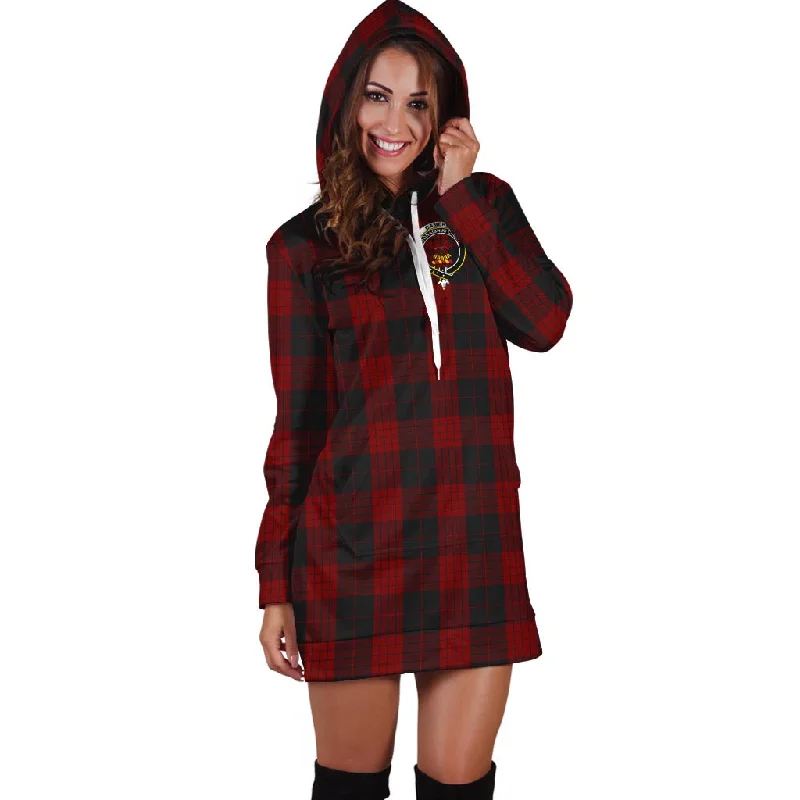 Cameron Black and Red Tartan Hoodie Dress with Family Crest Neutral tone unclassified dresses