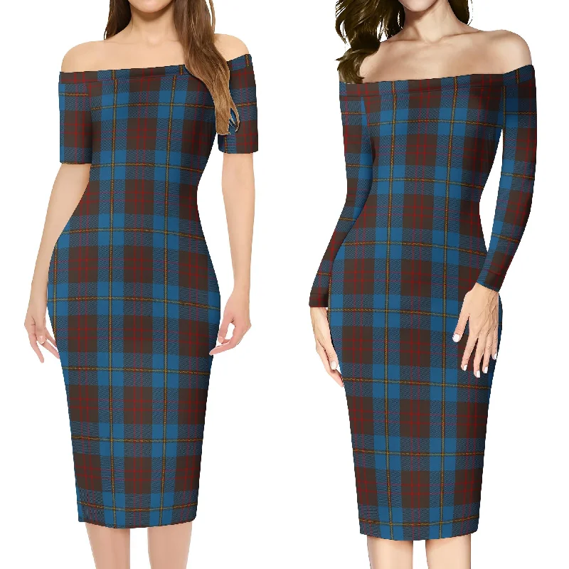Cameron Hunting Tartan Off Shoulder Lady Dress Preppy unclassified dresses