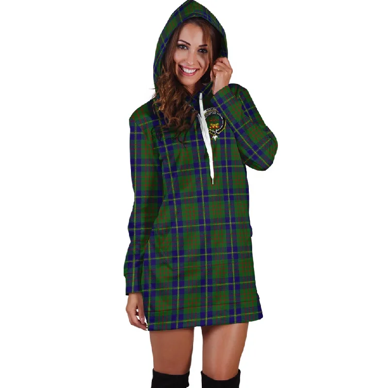 Cameron of Lochiel Hunting Tartan Hoodie Dress with Family Crest Off-shoulder unclassified dresses Cameron of Lochiel Hunting Tartan Hoodie Dress with Family Crest Off-shoulder unclassified dresses