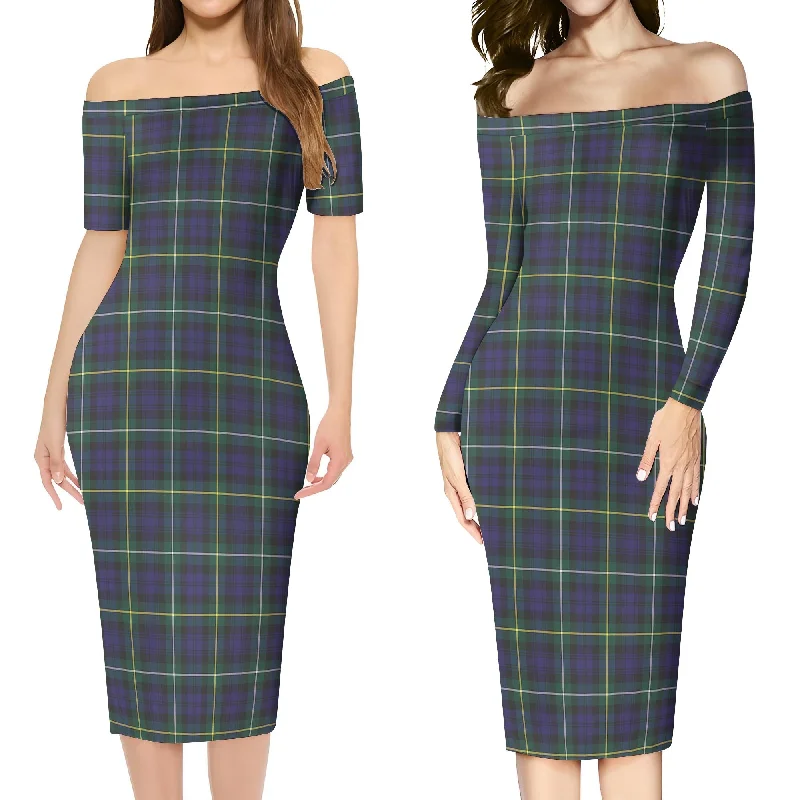 Campbell Argyll Modern Tartan Off Shoulder Lady Dress Casual unclassified dresses