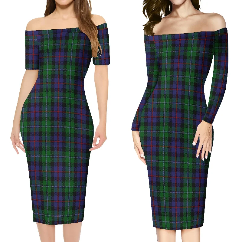 Campbell of Cawdor Tartan Off Shoulder Lady Dress Sleeveless unclassified dresses