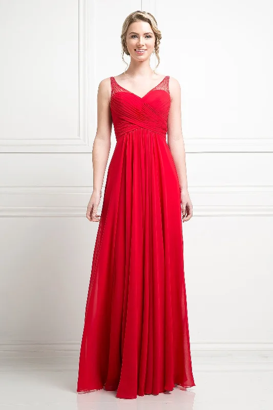 Cinderella Divine -CJ207 V-Neck Chiffon A-Line Dress Floral unclassified dresses