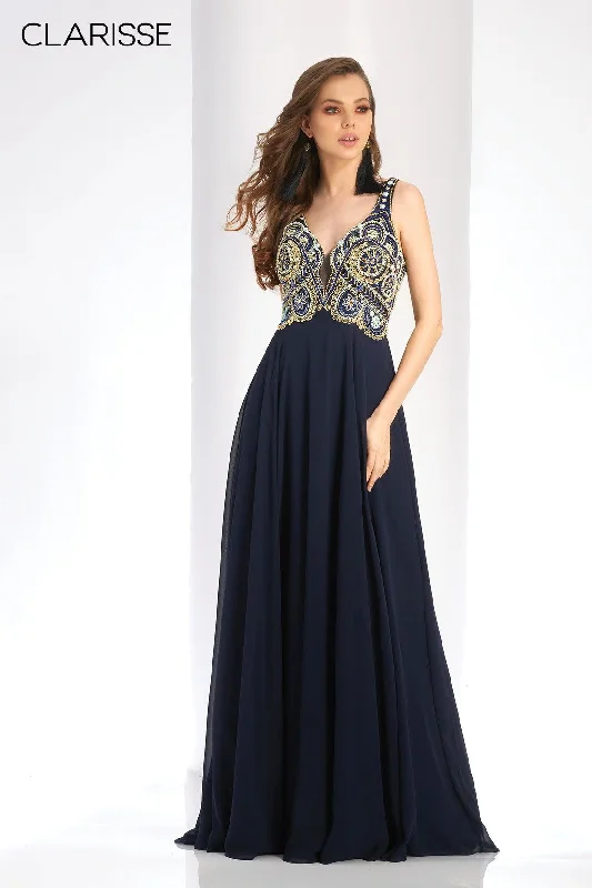 Clarisse -4924 Chiffon Deep V-Neck Beaded Gown Sexy unclassified dresses