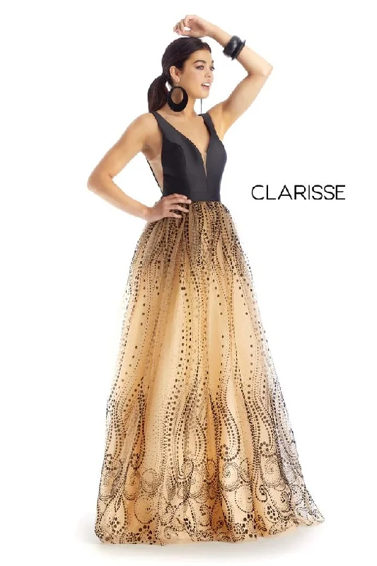 Clarisse -5104 V-Neck Mikado A-Line Dress Formal unclassified dresses