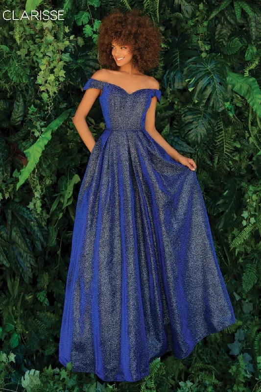 Clarisse -8231 Shimmer Off Shoulder Prom Dress Striped unclassified dresses