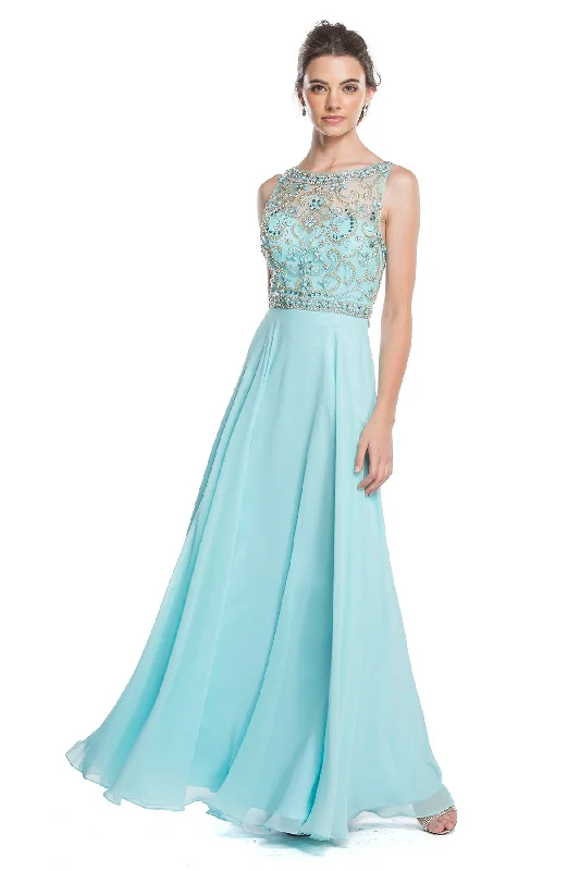 Clearance Sale Aspeed Design -L1611CL Embellished Bodice A Line Dress Boho unclassified dresses