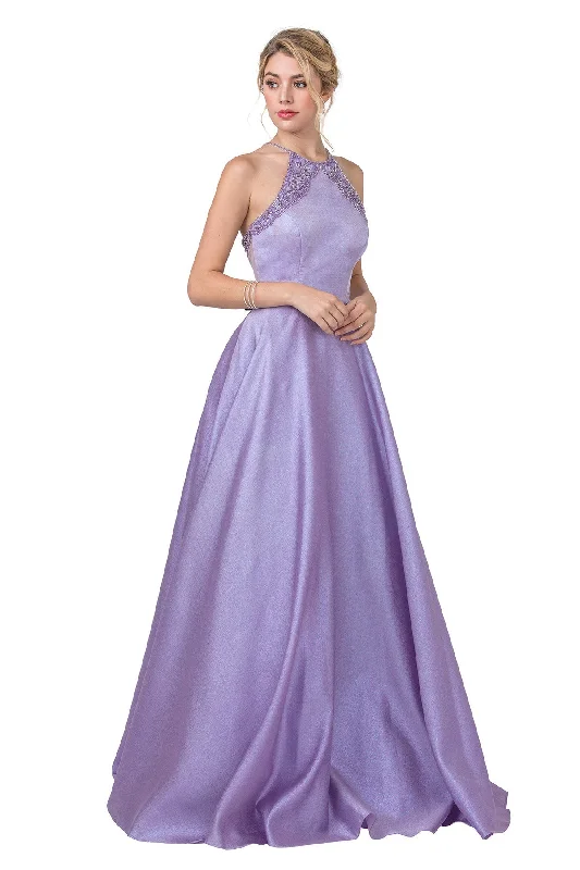 Clearance Sale Aspeed Design -L2455CL Halter A Line Dress Ruffled unclassified dresses Clearance Sale Aspeed Design -L2455CL Halter A Line Dress Ruffled unclassified dresses