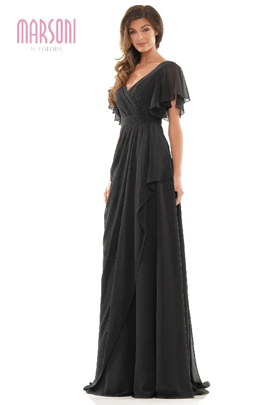 Clearance Sale Marsoni by Colors -M320CL Ruched A Line Dress With Flutter Sleeves Tulle unclassified dresses Clearance Sale Marsoni by Colors -M320CL Ruched A Line Dress With Flutter Sleeves Tulle unclassified dresses