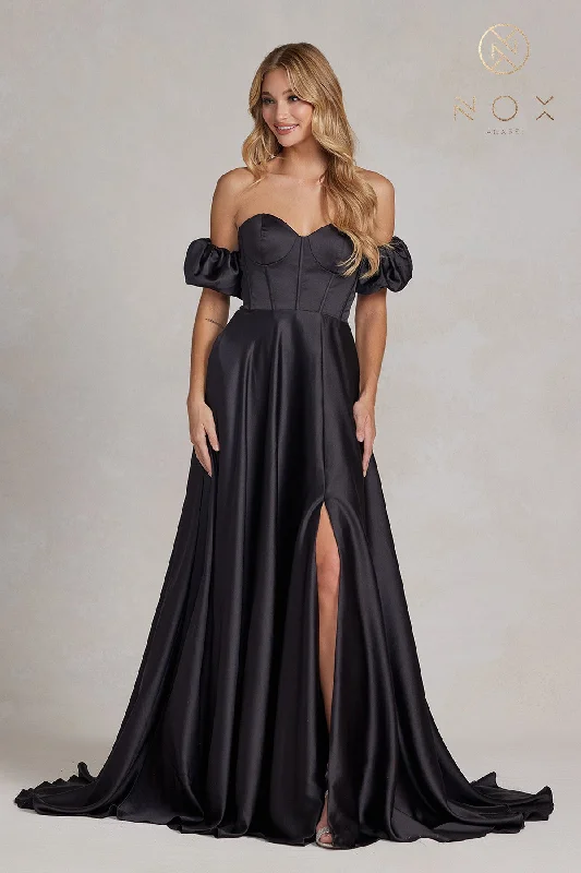 Corset Bodice Satin Dress By Nox Anabel -K1122 Petite unclassified dresses