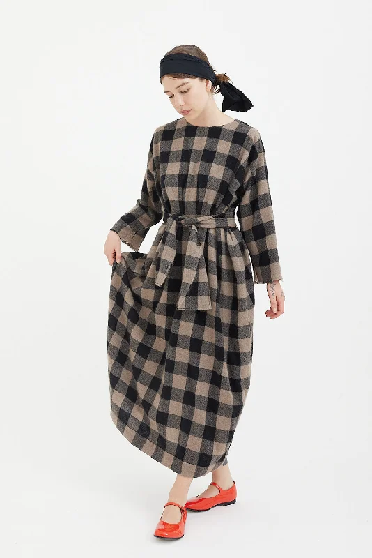 Daniela Gregis - Dress Luciana - Brown Black Check Club unclassified dresses