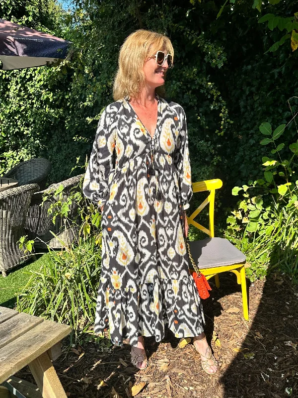 ‘DESTINY’ DRESS IN CITRUS SWIRL IKAT Date night unclassified dresses