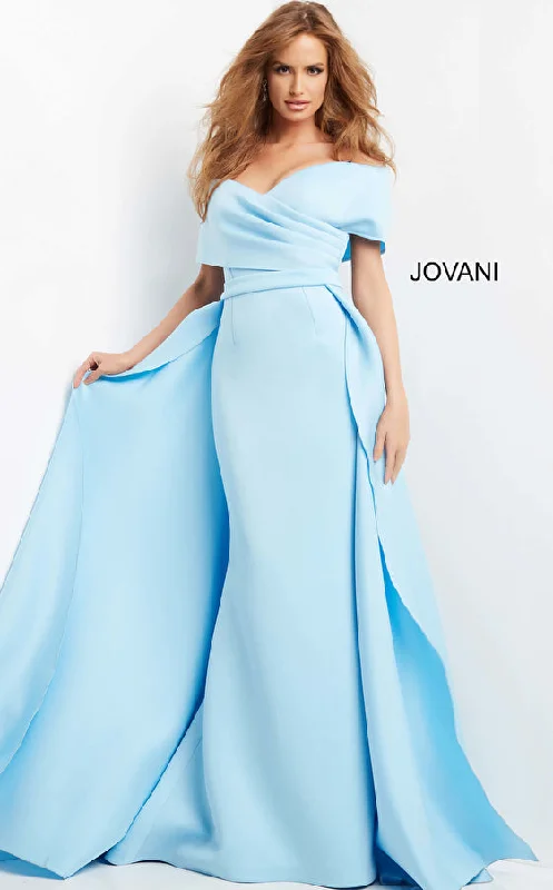 Draped Off Shoulder Mermaid Dress By Jovani -07443 High-low unclassified dresses