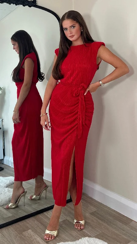 Elena Red Dress Soft fabric unclassified dresses