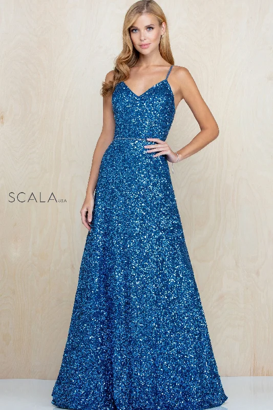 Embellished V-Neck A-Line Dress By SCALA -60109 Minimalist unclassified dresses