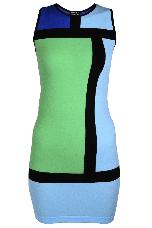 EMILIO CAVALLINI ANALIESE Color Block Dress Beaded unclassified dresses