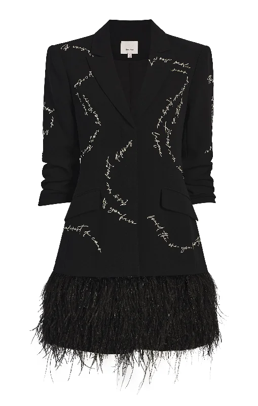 Feather And Script Embellished Joel Dress Breathable unclassified dresses