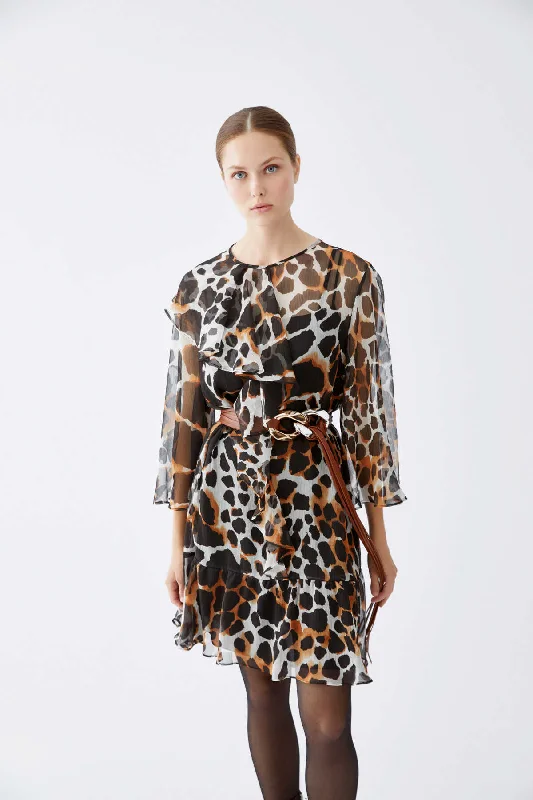 Flounced Empirme Dress Standard Color Flowy unclassified dresses