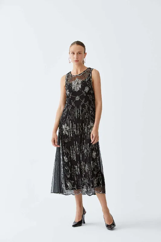 Flower Detailed Chiffon Evening Dress Standard Color Bold pattern unclassified dresses Flower Detailed Chiffon Evening Dress Standard Color Bold pattern unclassified dresses