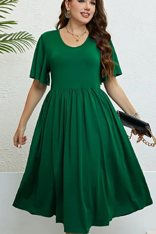 Flutter Sleeve Round Neck Dress Preppy unclassified dresses