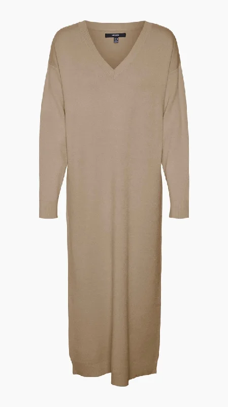 Gold Beige Knit Dress Chic unclassified dresses
