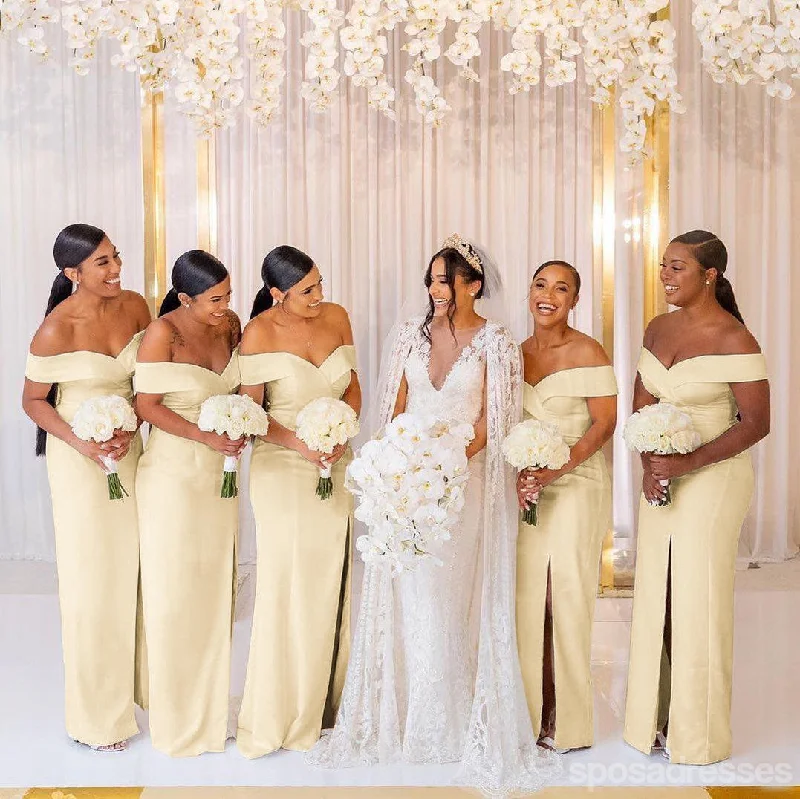 Gold Mermaid Off the Shoulder High Slit V-neck Bridesmaid Dresses Gown, WG1032 Budget-friendly unclassified dresses Gold Mermaid Off the Shoulder High Slit V-neck Bridesmaid Dresses Gown, WG1032 Budget-friendly unclassified dresses