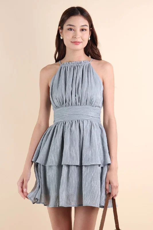 GRACELYN V2 CREPE DRESS IN DUSK BLUE Polka dot unclassified dresses