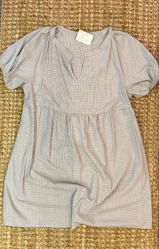 Gray Grid Babydoll Dress Embroidered unclassified dresses