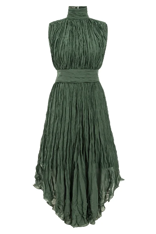 Green Gaia Turtleneck Belted Dress Winter unclassified dresses