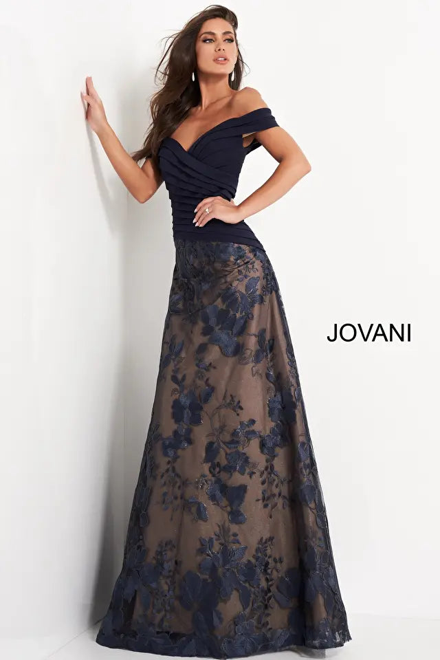 Jovani -02852 Off Shoulder Pleated Bodice Embroidered Gown Sleeveless unclassified dresses Jovani -02852 Off Shoulder Pleated Bodice Embroidered Gown Sleeveless unclassified dresses