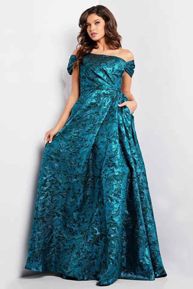 Jovani -25665 Jacquard Cap Sleeve Evening Gown Festival unclassified dresses