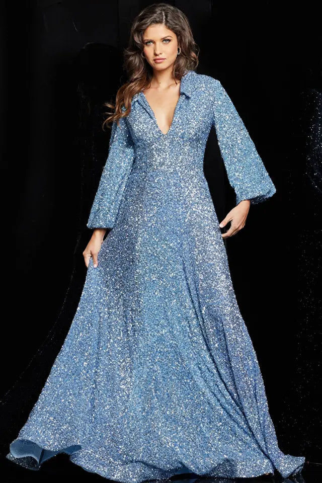 Jovani -25950 Collared Glitter Sleeve Evening Dress Winter unclassified dresses