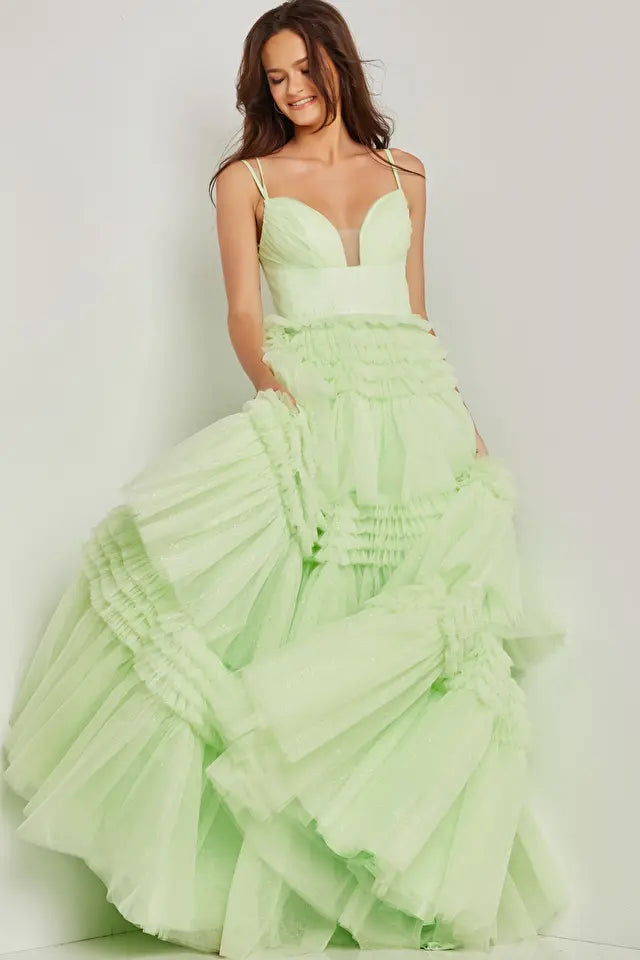 Jovani -38477 Sweetheart Layered Prom A-Line Dress Flowy unclassified dresses