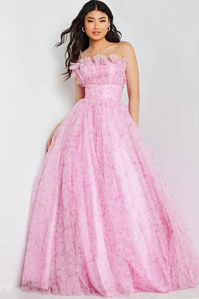 Jovani -JVN26209 Glitter Strapless Prom Ball Gown Open-back unclassified dresses